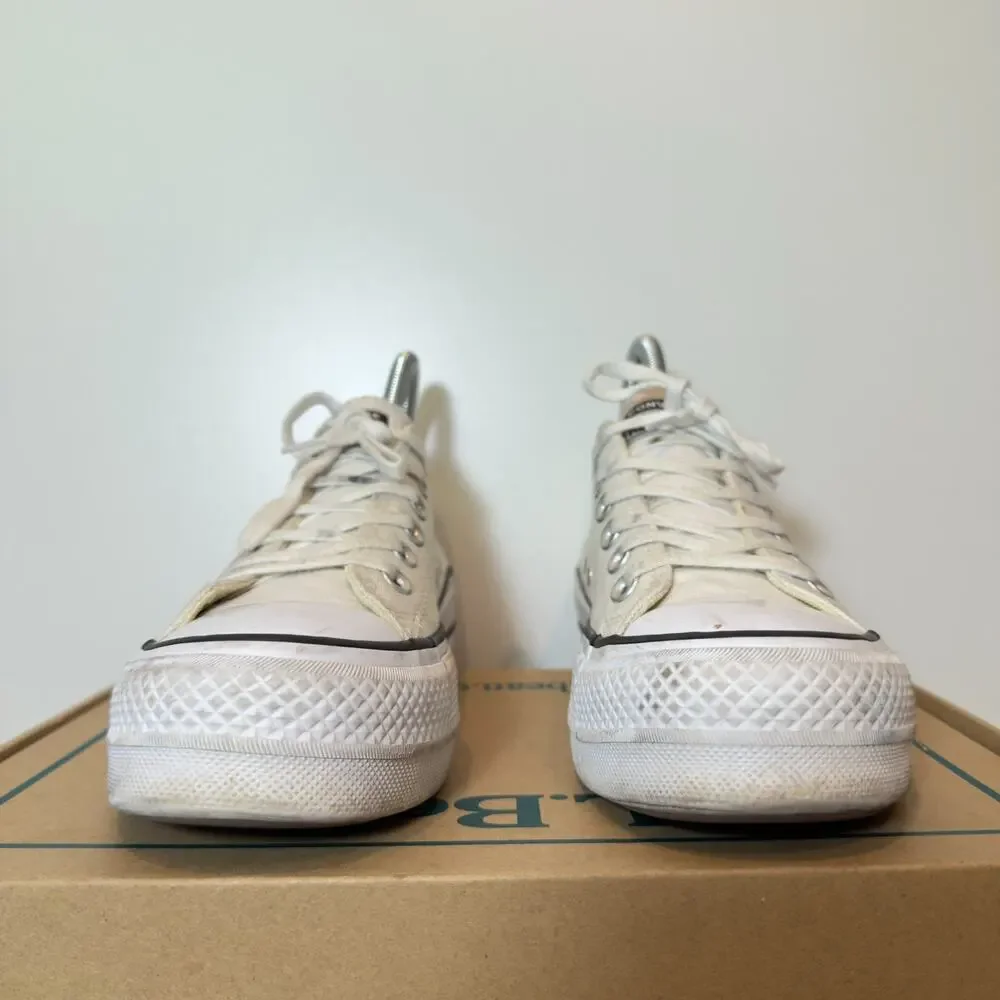 Converse Chuck Taylor All Star Womens 6 Low Top Platform White Canvas Sneakers